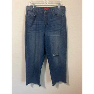Jennifer Lopez Sz 14 Straight Crop Frayed Hem Button Fly Boho